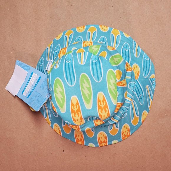I Play Bucket Sun Hat 2T-4T Aqua Surfboard - Picture 7 of 10